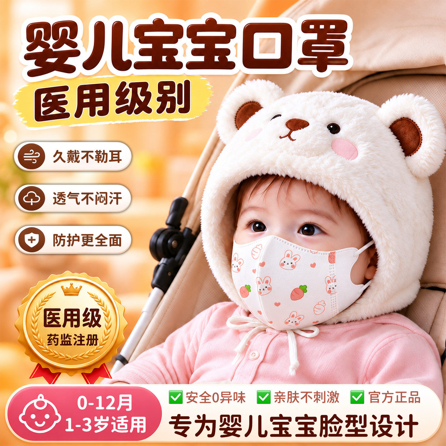 医用口罩婴幼儿宝宝新生外出防护