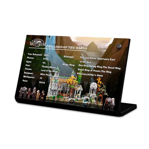 适用于乐高10316指环王幽谷展示盒铭牌透明积木收纳亚克力板防尘