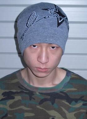 Gameone 25Fw“STAR”针织毛线帽基础logo嘻哈滑板复古提花冷帽