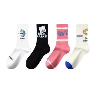 螃蟹秘密袜子女夏季薄款运动袜子女潮透气中筒长袜配鲨鱼裤短筒袜