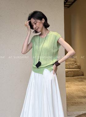 A精致镂空松弛感户外休闲日常通勤圆领t恤上衣女H19762
