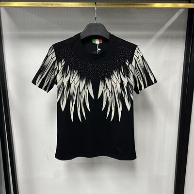 翅膀烫钻男士短袖T恤潮牌夏季