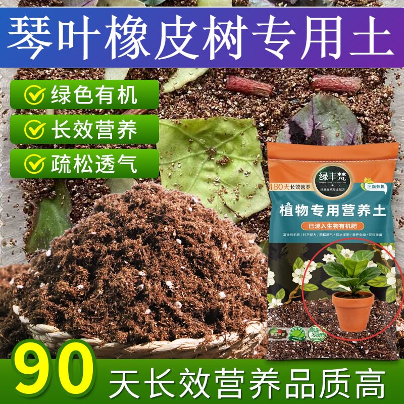 琴叶橡皮树专用花泥养分持久屋顶营养土进口防徒长无草籽多肉绿叶