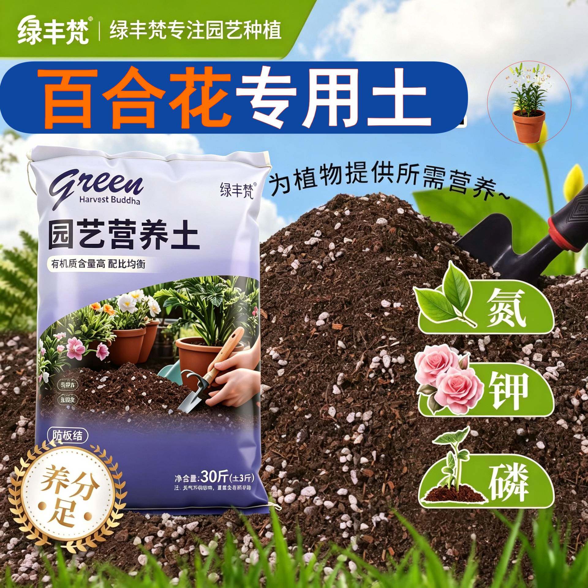 百合花专用种植土疏松透气家庭园艺大包精选促生长多肉盆栽园艺