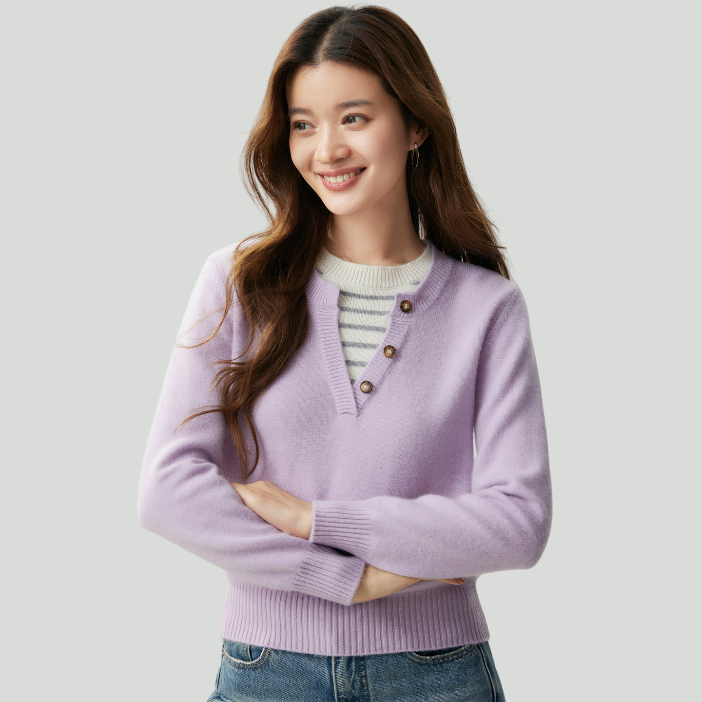 秋冬假两件山羊绒衫女慵懒打底衫