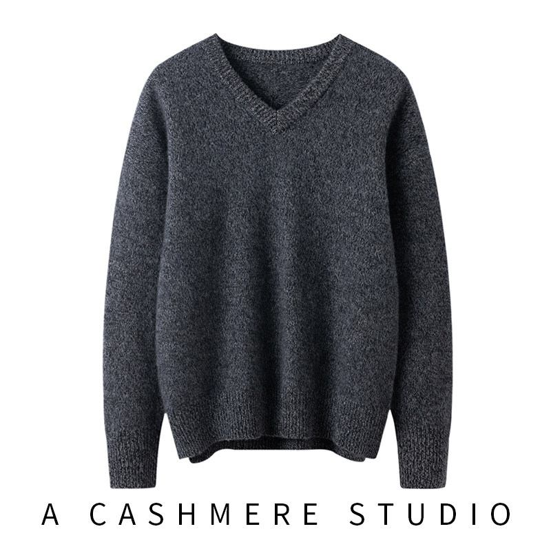高级感韩版新款山羊绒衫女V领加厚宽松慵懒风针织毛衣时尚打底衫