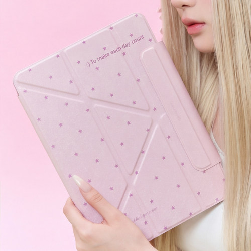 【3+y折带搭扣】星星适用ipadair8保护套13第11代pro11小米平板9华为matepad12.2无笔槽vivo5壳oppo6粉色13.2