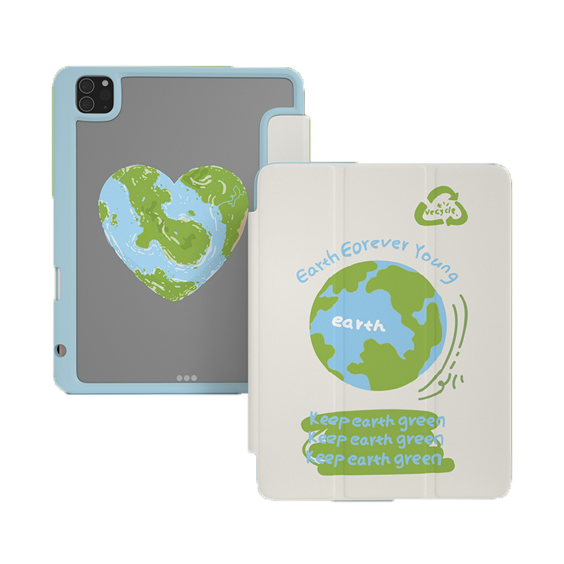 ipad2021保护套带笔槽air5亚克力4保护地球mini6透明pro11磁吸9壳2020版2018透明12.9英寸第九代10.2平板硬壳