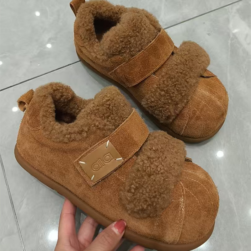 加绒加厚保暖真皮棉鞋2025冬季反绒皮魔术贴厚底板鞋休闲面包鞋