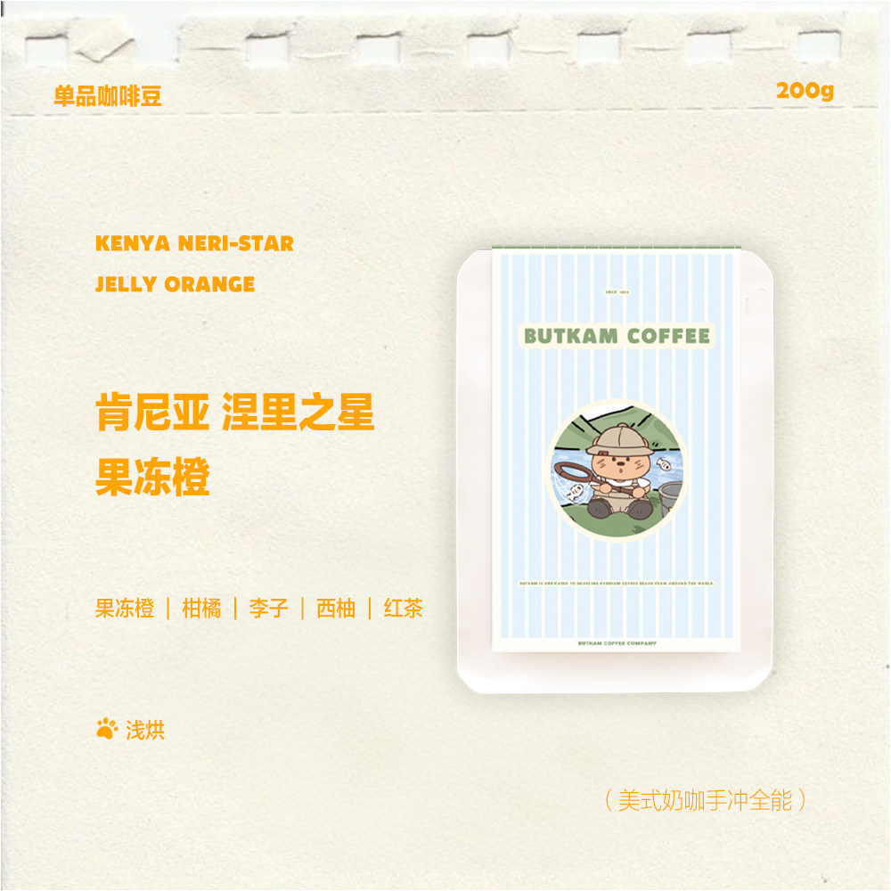 BUTKAM 手冲单品精品咖啡豆 肯尼亚涅里之星 果冻橙 高甜果香红茶