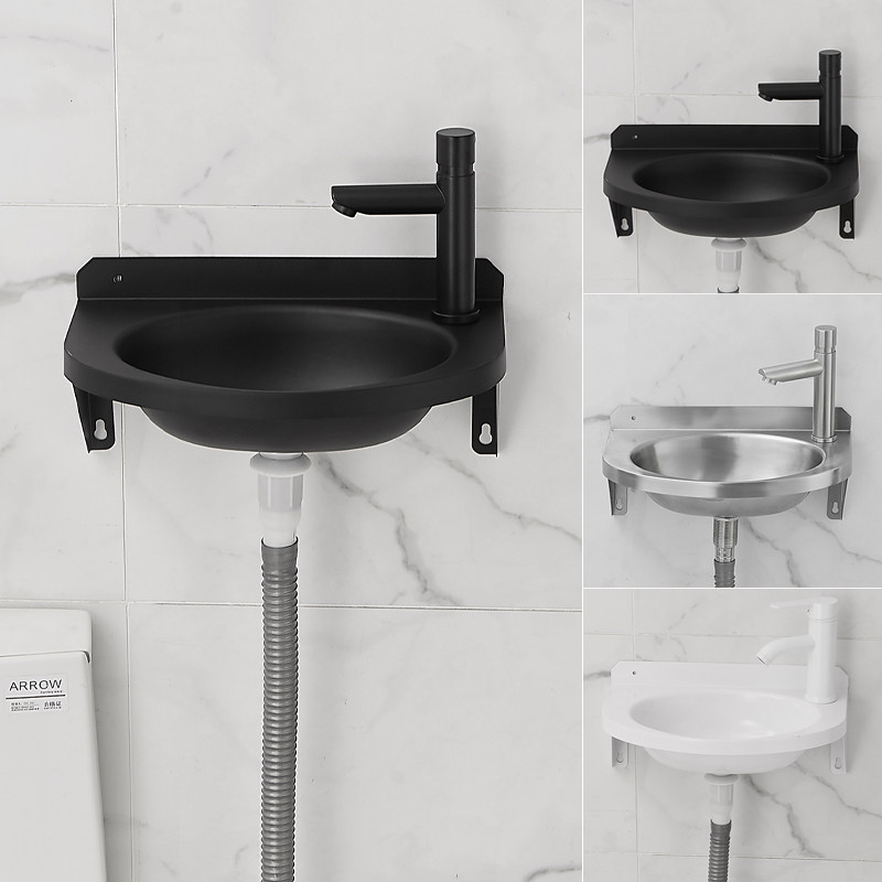 黑色304不锈钢洗手盆 房车挂墙式洗漱盆小户型卫生间小号迷你面盆,家装主材,挂墙式洗脸盆,淘宝优惠券,粉丝福利购,淘宝优惠卷