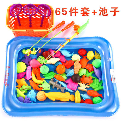 Children fishing toy pool set magnetic splashing baby puzzle