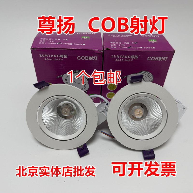 尊扬cob射灯大功率嵌入式天花灯家用超亮桶灯服装店聚光灯led筒灯,家装灯饰光源,明装筒灯,淘宝优惠券,粉丝福利购,淘宝优惠卷