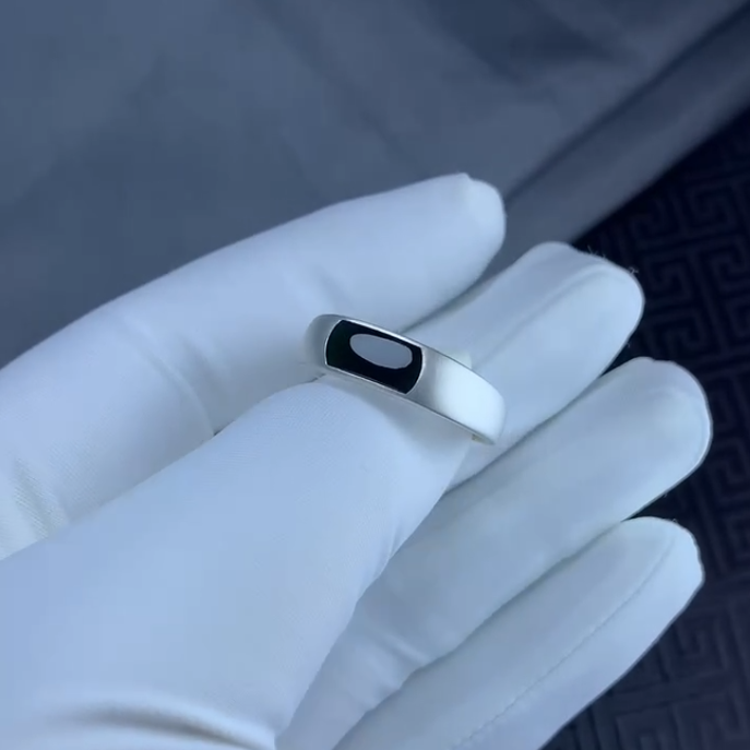 订做！18k金墨翠翡翠马鞍戒指 男士 女士戒指 高端简约大气奢华