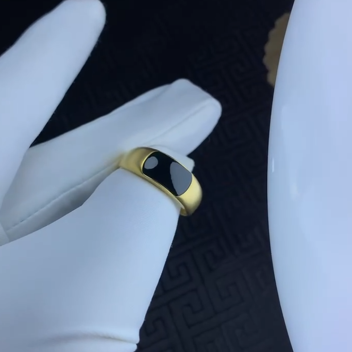 订做！18k金墨翠翡翠马鞍戒指 男士 女士戒指 高端简约大气奢华