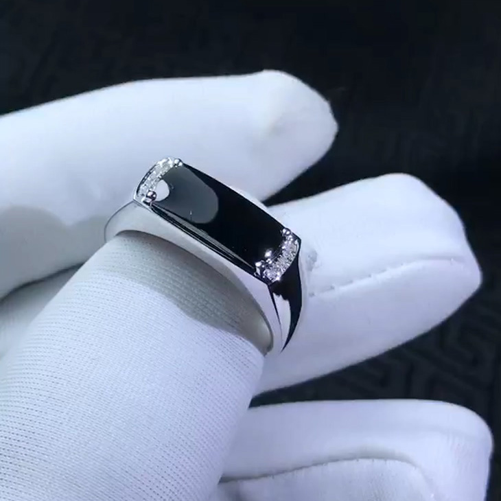 订做！18k金墨翠翡翠马鞍戒指 男士 女士戒指 高端简约大气奢华