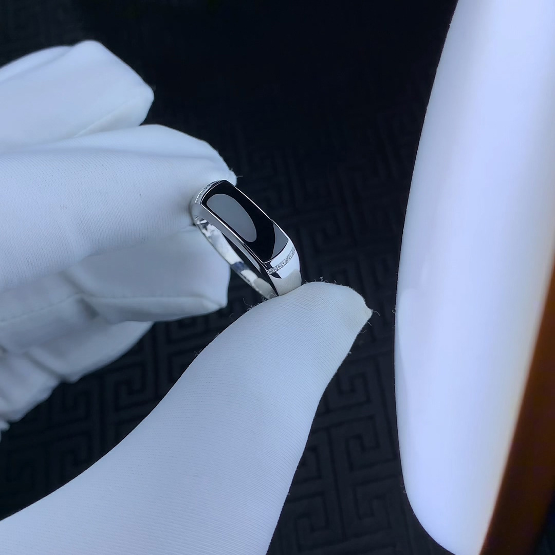 订做！18k金墨翠翡翠马鞍戒指 男士 女士戒指 高端简约大气奢华