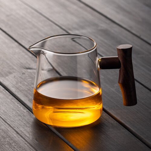 加厚木把玻璃公道杯耐热茶漏茶滤套装日式茶海过滤分茶器茶具配件