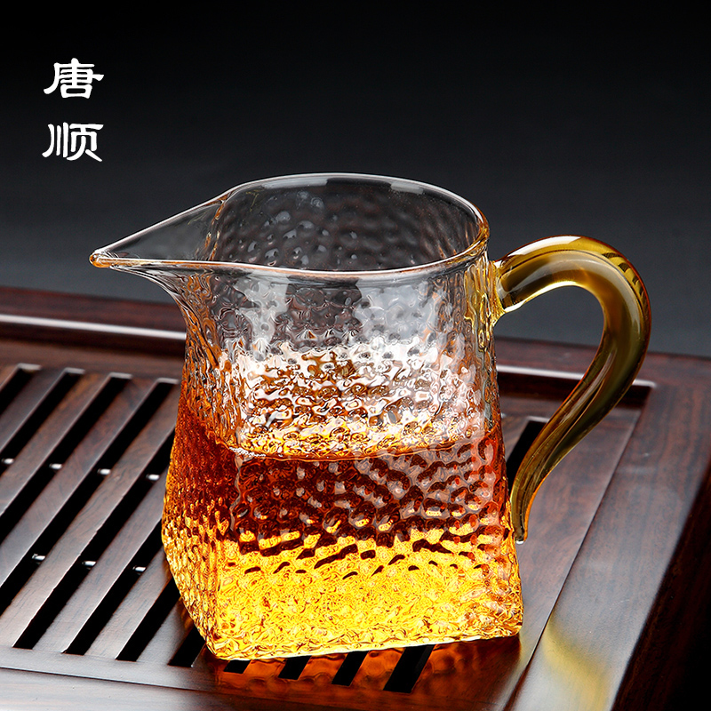 唐顺锤纹玻璃公道杯倒茶公杯加厚耐高温功夫茶分茶器过滤茶漏套装