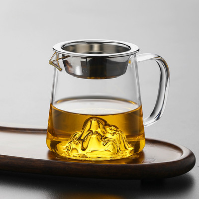 观山公道杯玻璃带茶漏一体功夫茶分茶器茶具配件透明公杯套装用