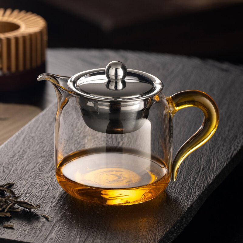 加厚玻璃公道杯带盖子茶漏一体图片