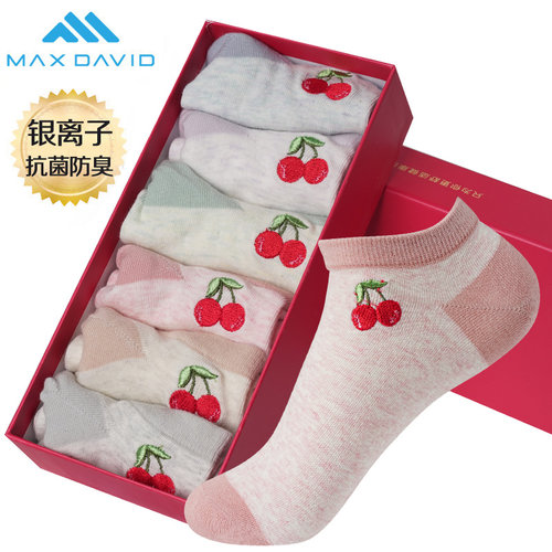 MaxDavid时尚刺绣樱桃运动袜