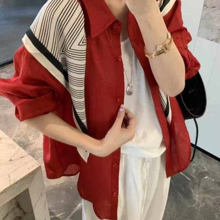 现货女装衬衣2025夏季新款韩版宽松休闲慵懒风白色衬衫女长袖上衣