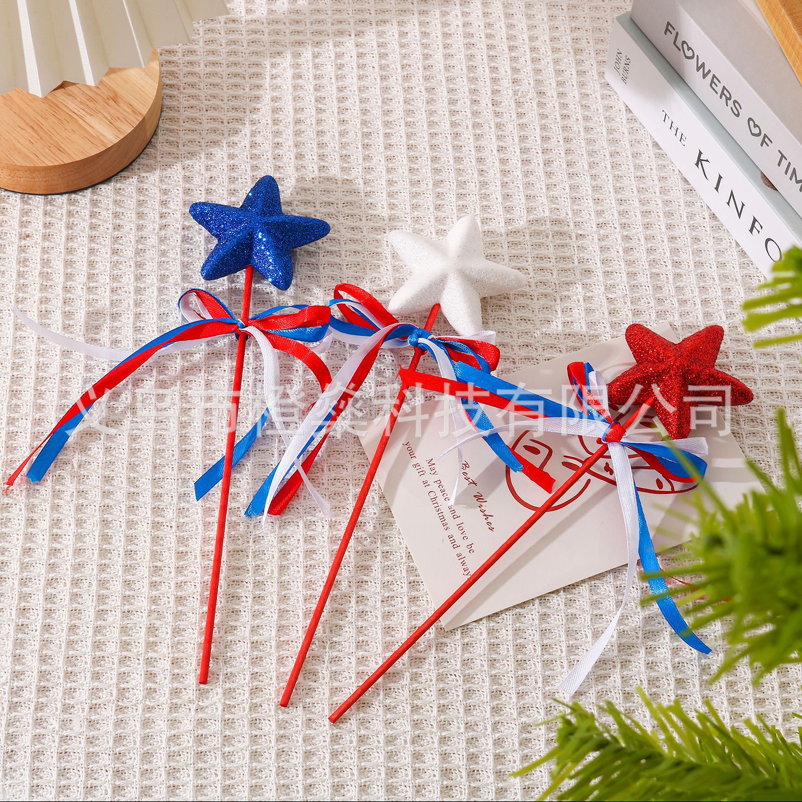 独立日派对装饰星星仙女棒节庆用品立体亮片五角星手持棒手杖道具