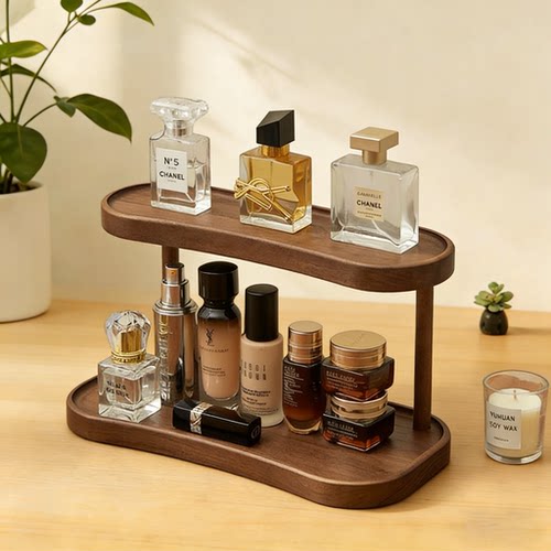实木复古桌面化妆品首饰收纳架
