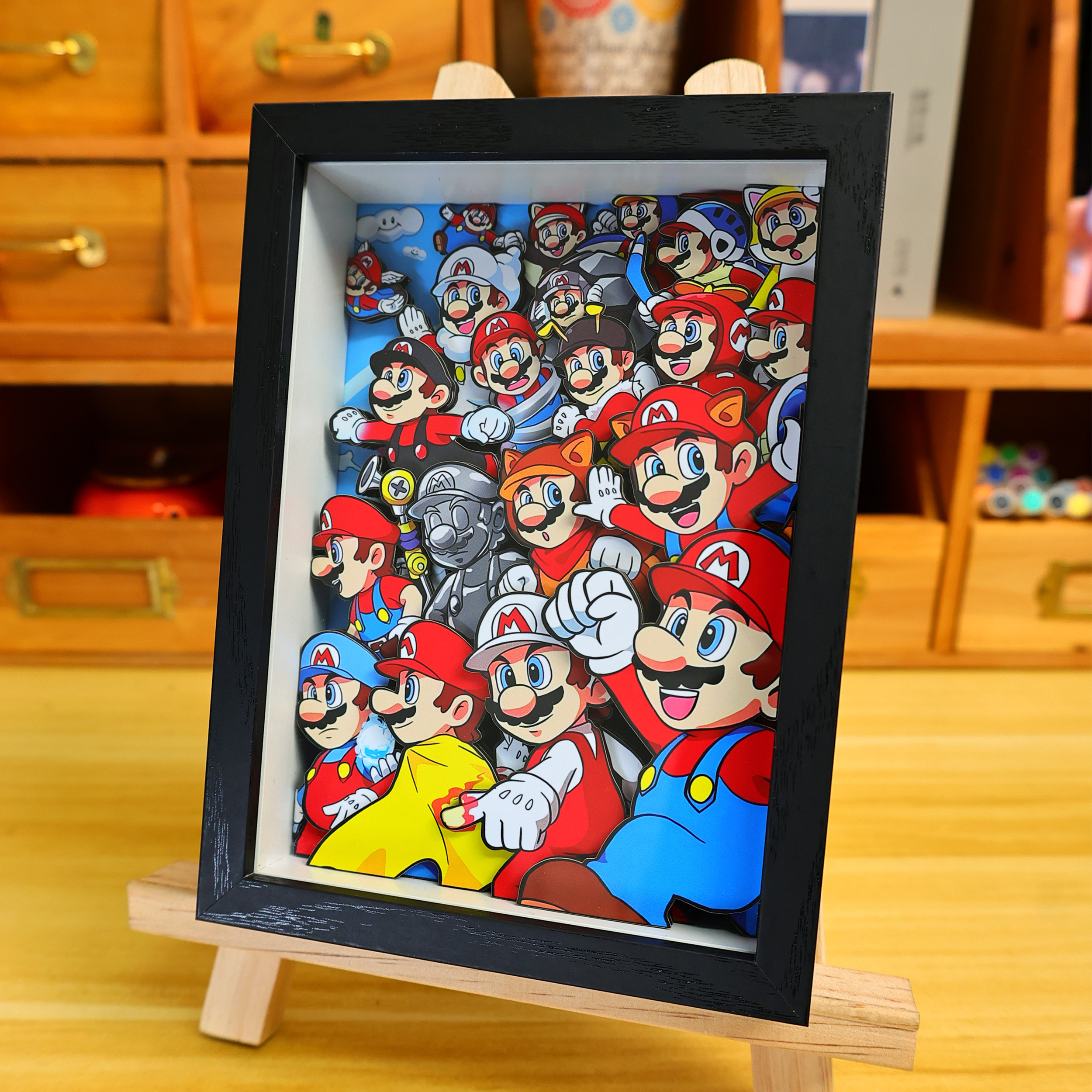 超级玛丽手工立体画马里奥兄弟周边手办摆件客厅装饰挂画手工礼物图片