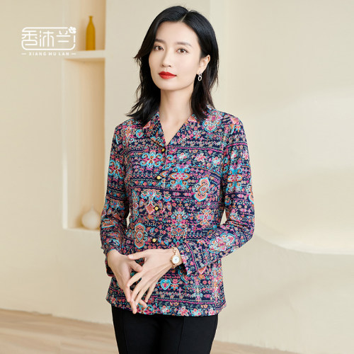 2023春妈妈装长袖衬衫