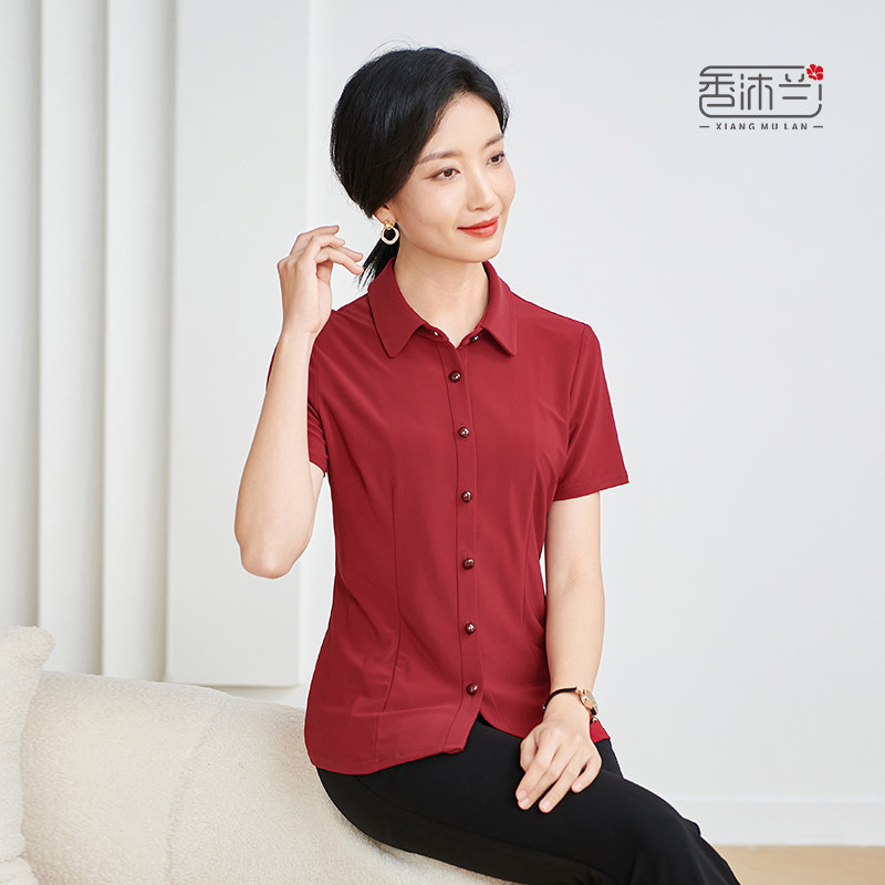 短袖修身款经典气质妈妈装