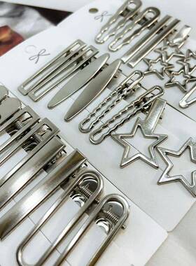 4/24Pcs Silver Y2k Hair Clips for Women Elegant Metal Duckbi