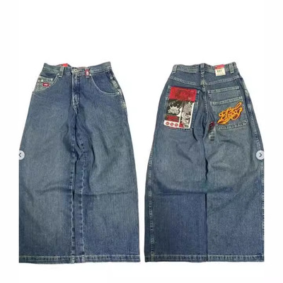欧美复古阔腿牛仔裤jnco