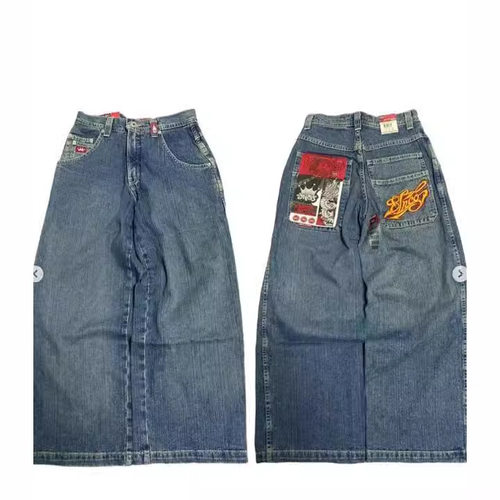 欧美复古阔腿牛仔裤jnco