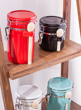 Ceramic sealed jar with lid storage canister sugar tea