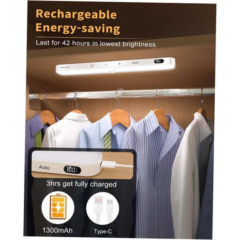 2 Pack Motion Sensor Cabinet Light Battery Display 60 LED To