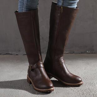Women leather High boots winter large size long boots 41 43