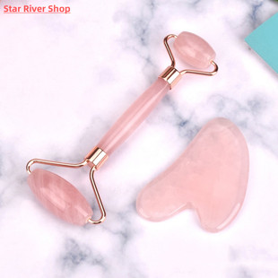 Roller Massager Facial Gua Skin Scraping Sha Resin Pink Rose