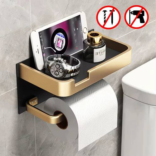 Toilet Paper Roll holder With Shelf Aluminum Toilet Paper di