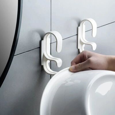 Double Layer Wall Hanging Washbasin Hook Punch Free Adhesive