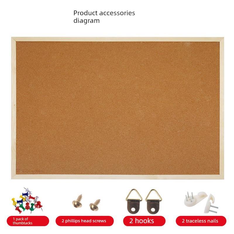 Corkboard message board photo background wall wooden frame