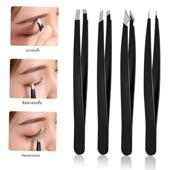 Lashes Tweezers Set 5Pcs Tweezer Eye Eyebrow Stainless