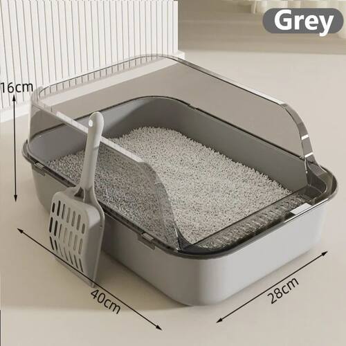 Kitty Sandbox Cat Litter Box Semi-enclosed Splashproof Cat T