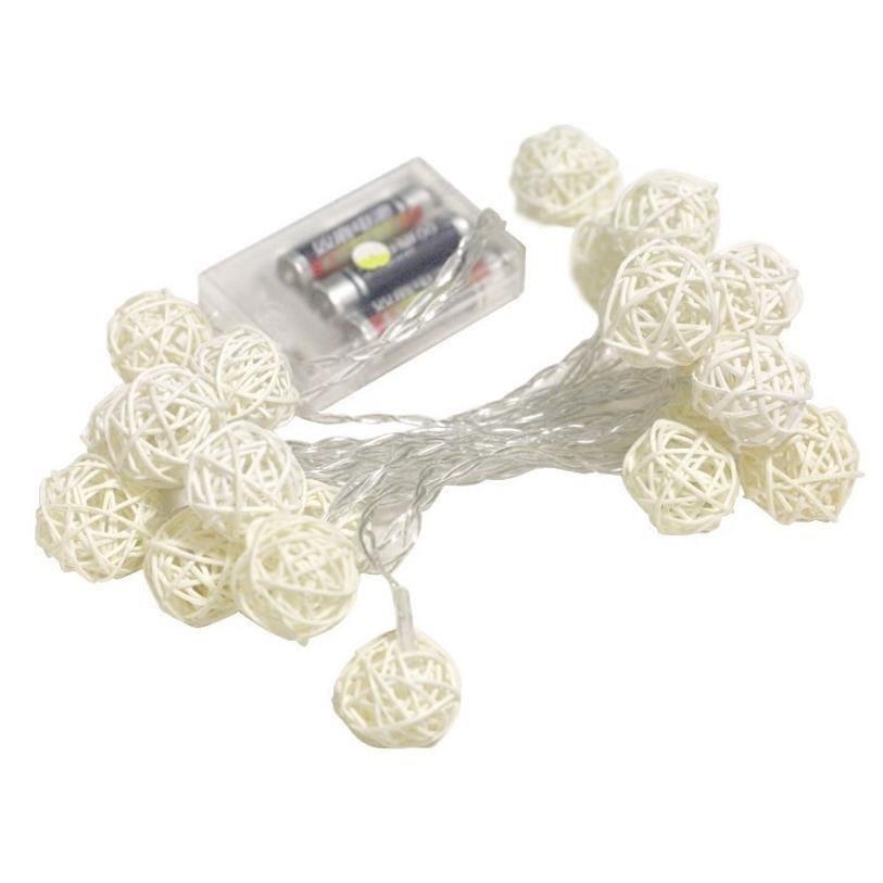 20 Rattan Ball Led Fairy Lights Christmas Tree Ornaments Xma