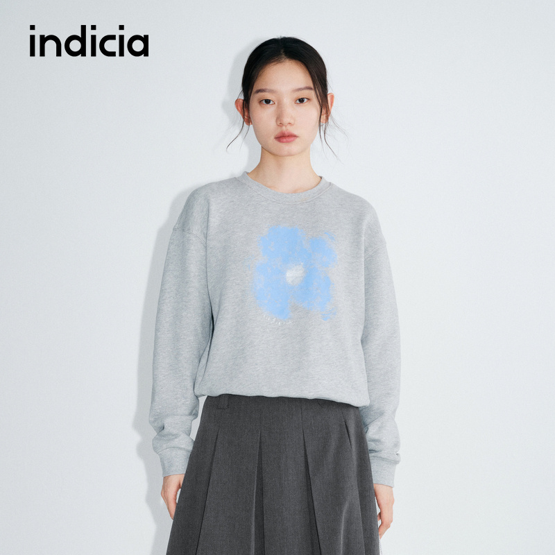 indicia标记25秋新款宽松简约可爱原创印花休闲卫衣L2C5WY176