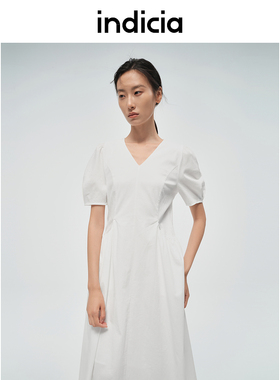 indicia标记商场同款女装夏季款简约优雅短袖连衣裙6B406LQ367C