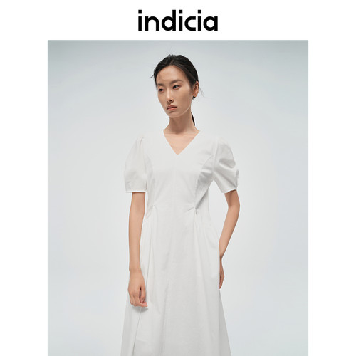 indicia标记商场同款女装夏季款简约优雅短袖连衣裙6B406LQ367C
