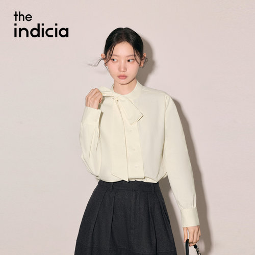 indicia标记纯棉米白色长袖衬衫上衣2026秋季新款女装L2D6CS369Y