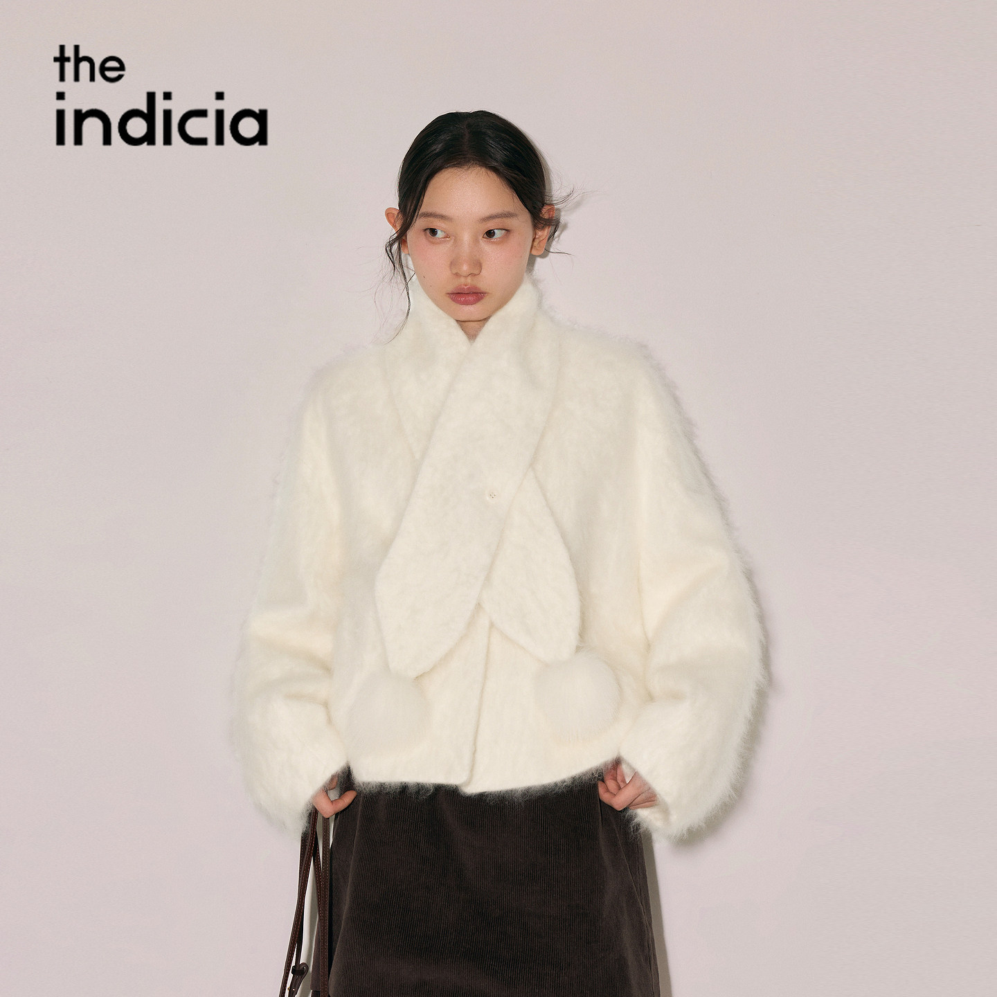 indicia标记商场同款2026冬季新款女装白色毛呢外套L2D6DY358Z